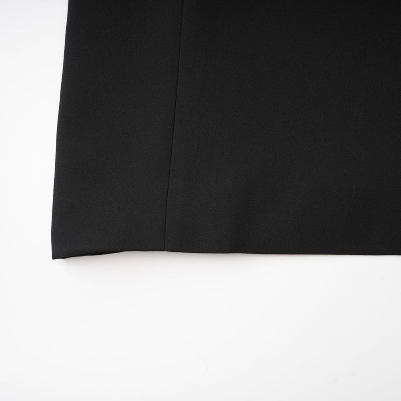 Raegan Black Wool Mini Dress with Shoulder Pad Elegance and Buckle Detailing