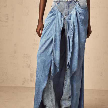 Raffaela Blue Draped Denim Jeans
