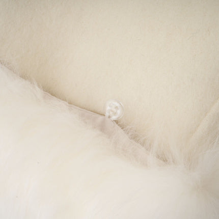 Raffaela White Faux Fur Bowknot Double-Breasted Coat