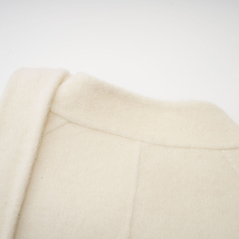 Raffaela White Fur Bowknot Wool Cotton Coat