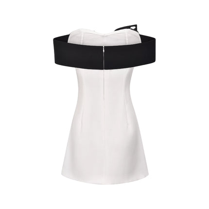 Raffaella White Off Shoulder Bowknot Mini Dress