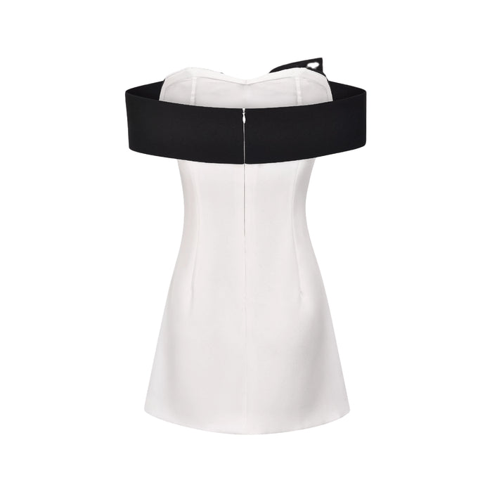 Raffaella White Off Shoulder Bowknot Mini Dress