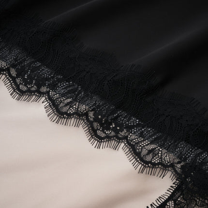 Raphaëlle Black Lace Panel Asymmetrical Satin Skirt