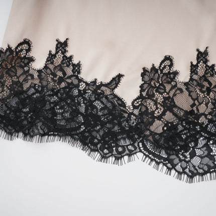 Raphaëlle Black Lace Panel Asymmetrical Satin Skirt