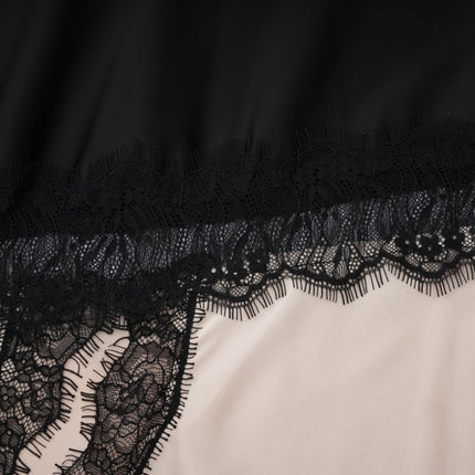 Raphaëlle Black Lace Panel Satin Skirt