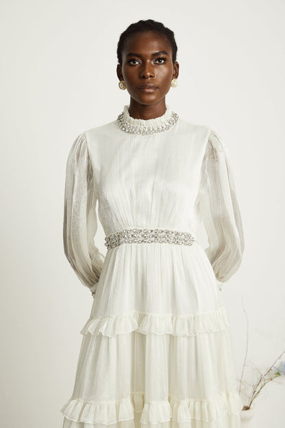 Raphaëlle crystalembellished tiered midi dress