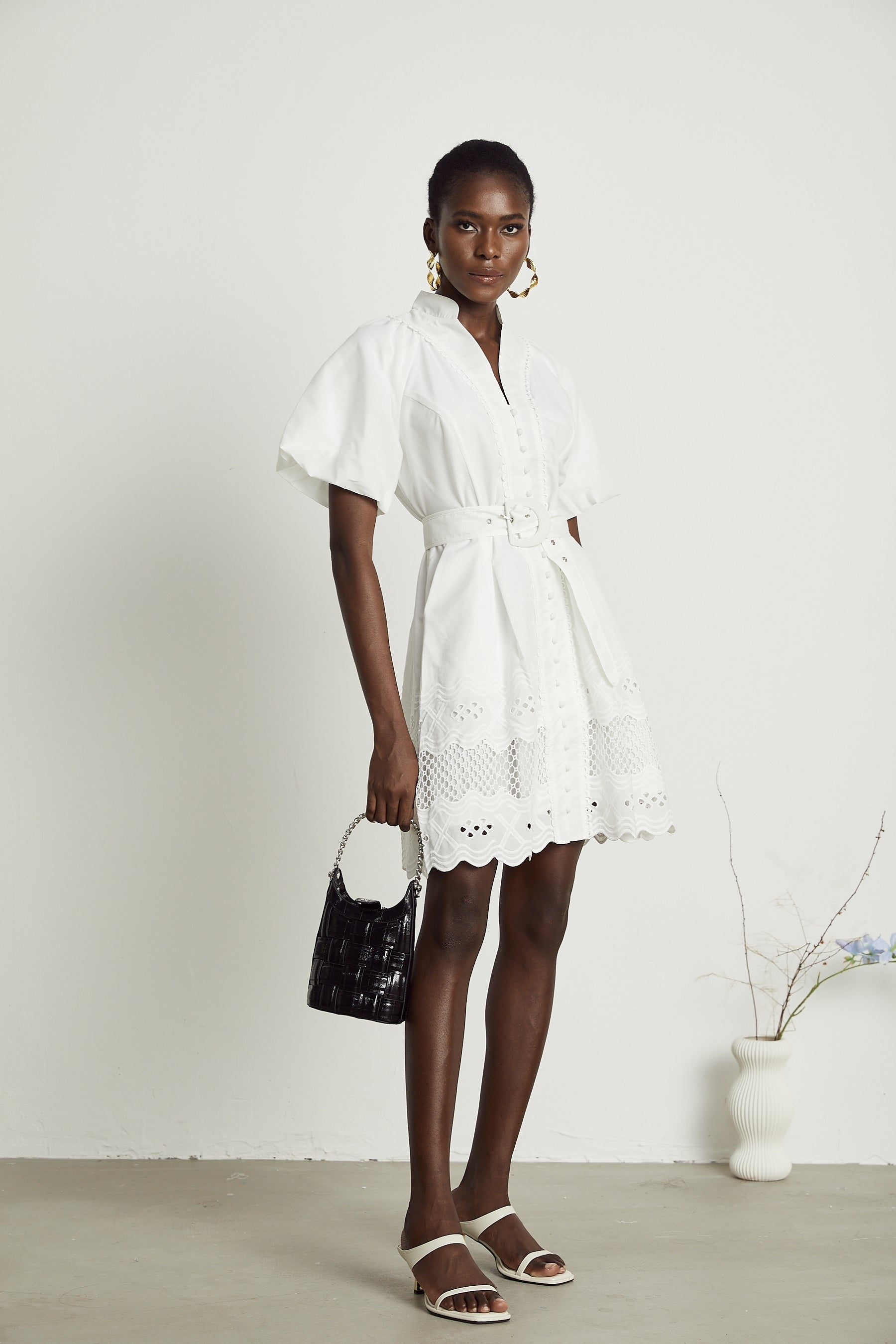 Raphaëlle cutout lacetrim mini dress