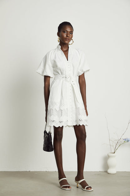 Raphaëlle cutout lacetrim mini dress