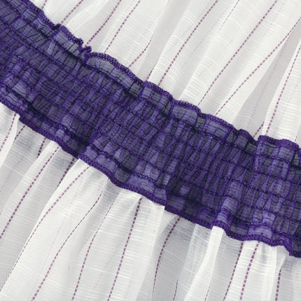 Raphaëlle White and Purple Colorblock Linen Midi Dress with Print Accents