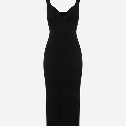 Raven wearing Black Dress Elegance Mood mid-calf dress Italian sophistication A-line silhouette stand neckline natural waist casual elegant piece Italian heritage premium craftsmanship middle age inspired garment sophisticated woman quality style