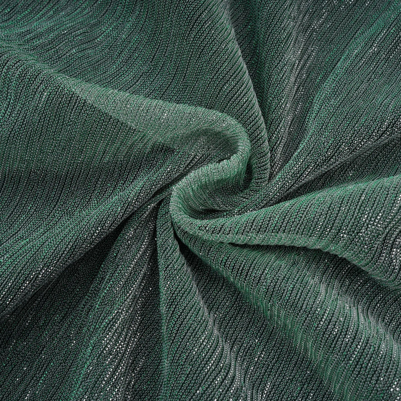 Raven Green Maxi Dress Sleeveless Mono Shoulder Bustier Asymmetric Metallic Rear Slit Ribbon Design Zip Fastening Luxurious Terylene Fiber