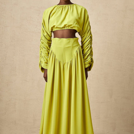 Raven Lime Green Skirt Top Set