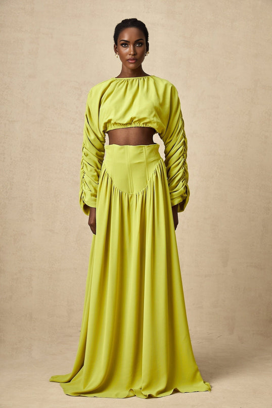 Raven Lime Green Skirt Top Set