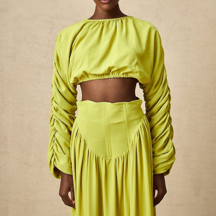 Raven Lime Green Skirt Top Set