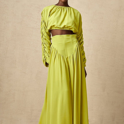 Raven Lime Green Skirt Top Set