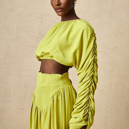 Raven Lime Green Skirt Top Set