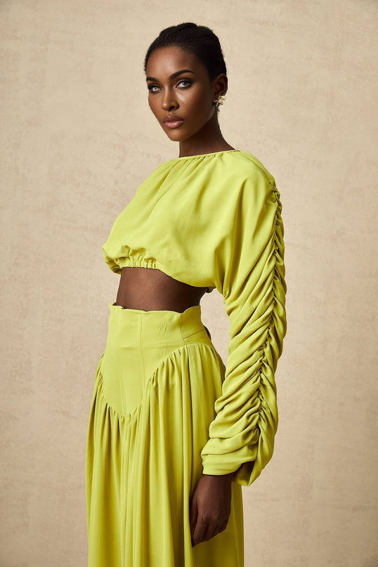 Raven Lime Green Skirt Top Set