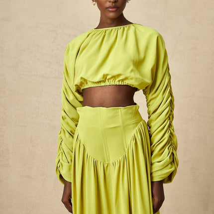 Raven Lime Green Skirt Top Set