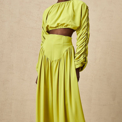 Raven Lime Green Skirt Top Set