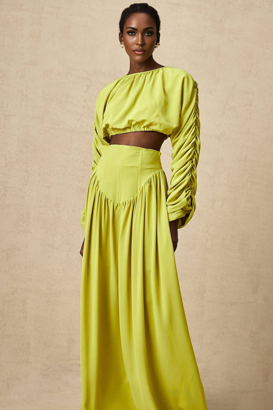 Raven Lime Green Skirt Top Set