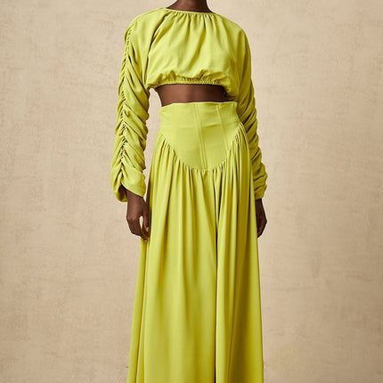 Raven Lime Green Skirt Top Set