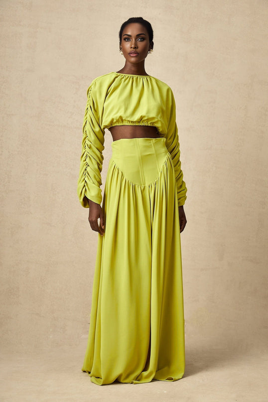 Raven Lime Green Skirt Top Set