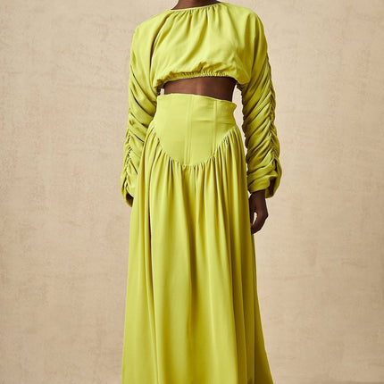 Raven Lime Green Skirt Top Set