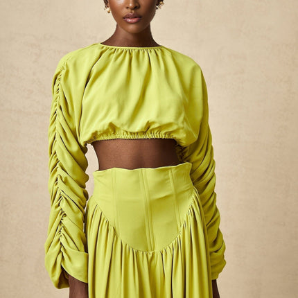 Raven Lime Green Skirt Top Set