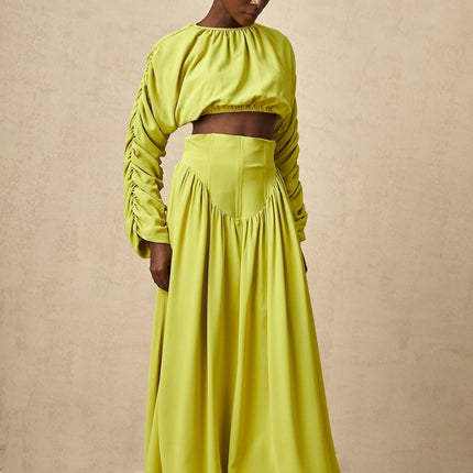 Raven Lime Green Skirt Top Set