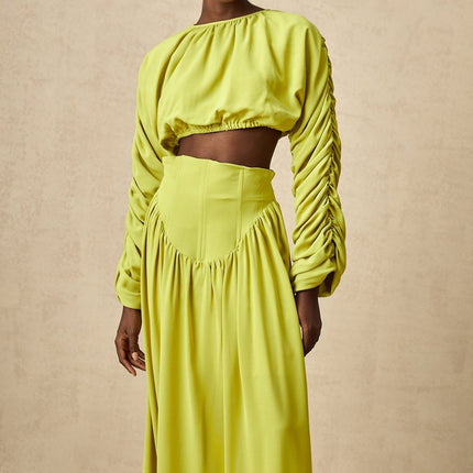 Raven Lime Green Skirt Top Set