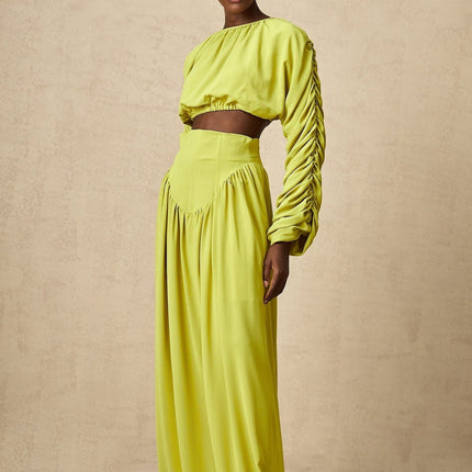 Raven Lime Green Skirt Top Set