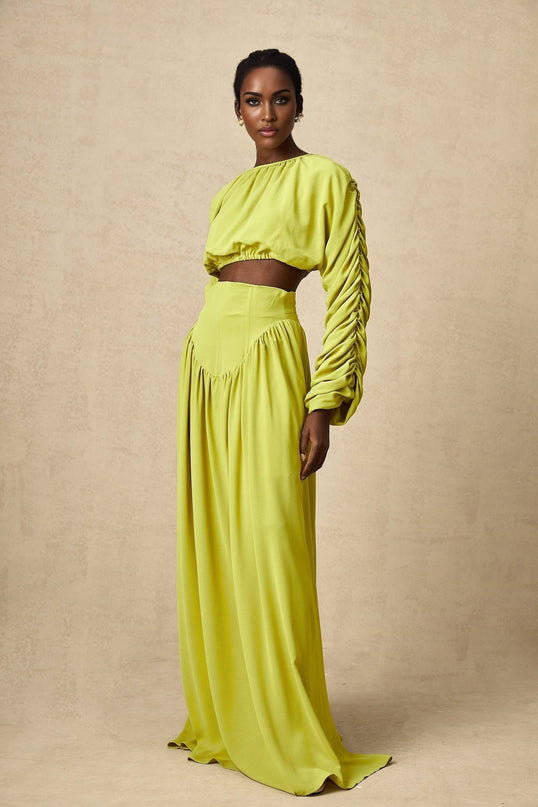 Raven Lime Green Skirt Top Set