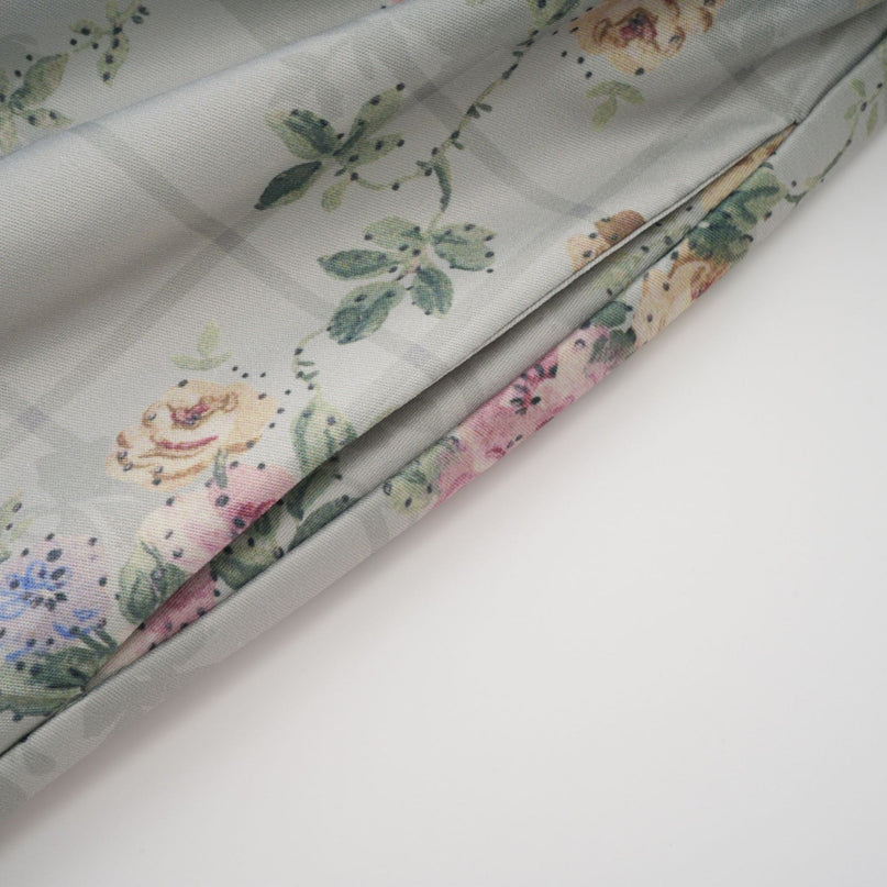 Raven Midi Dress in enchanting green floral with square neck and cinched waist