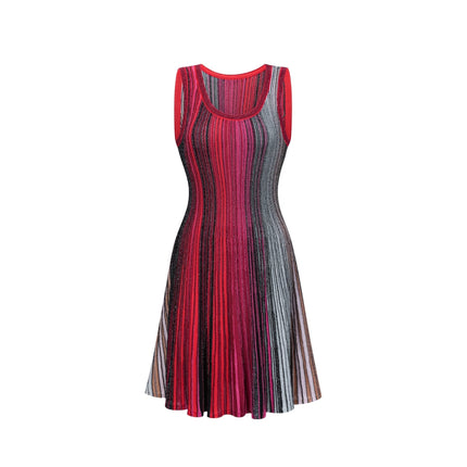 Raven Red Sequin Striped Mini Dress with Metallic Threading