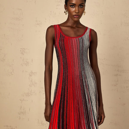 Raven Red Sequin Striped Mini Dress