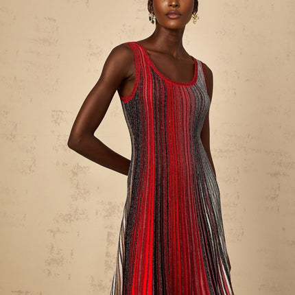 Raven Red Sequin Striped Mini Dress