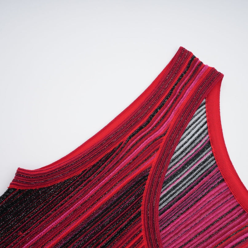 Raven Red Sequin Striped Mini Dress