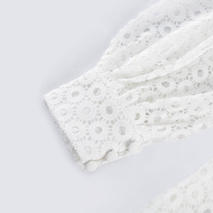 Rebecca White Blouse and Shorts Faux Flower Crystal Set
