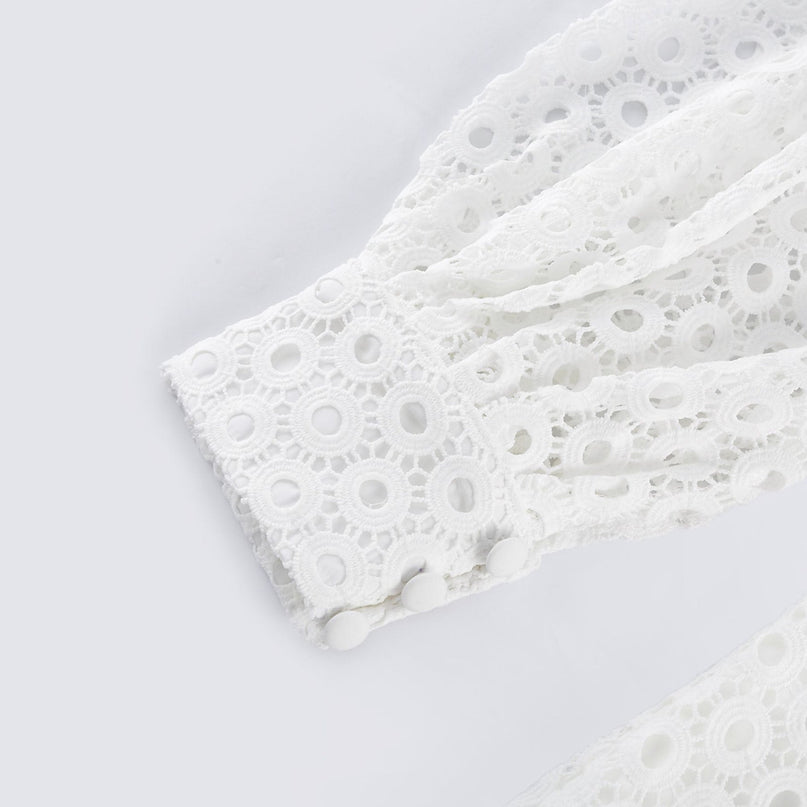 Rebecca White Blouse and Shorts Faux Flower Crystal Set