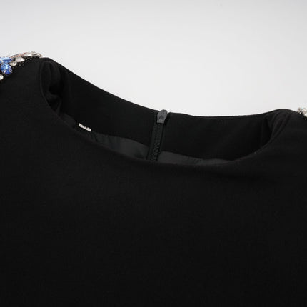Rebekah Black Crystal Embellished Midi Dress