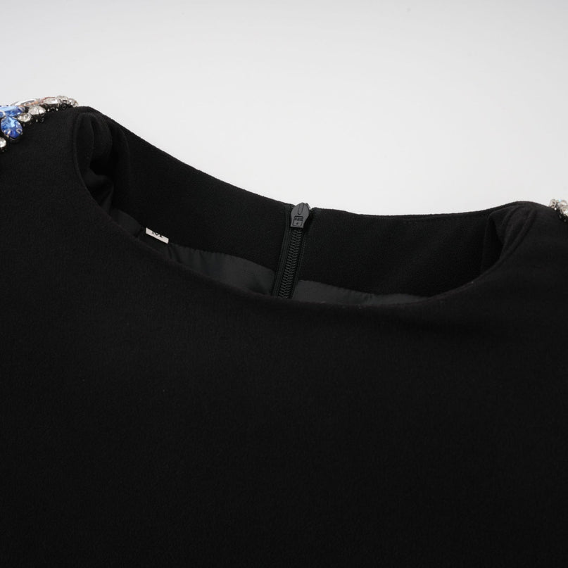 Rebekah Black Crystal Embellished Midi Dress