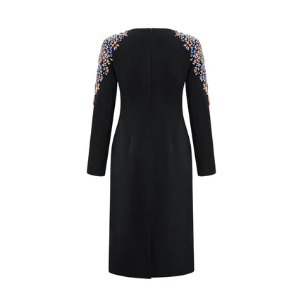 Rebekah Black Crystal Embellished Midi Dress