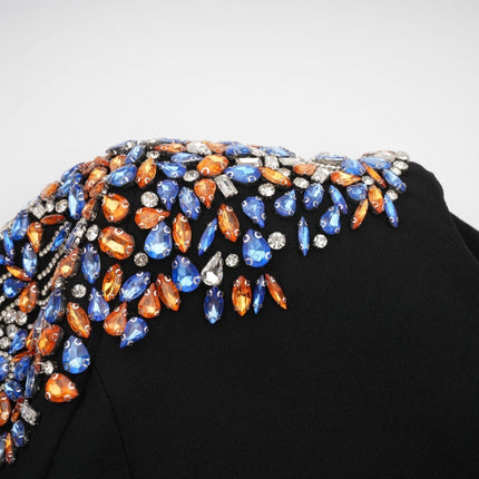 Rebekah Black Crystal Embellished Midi Dress