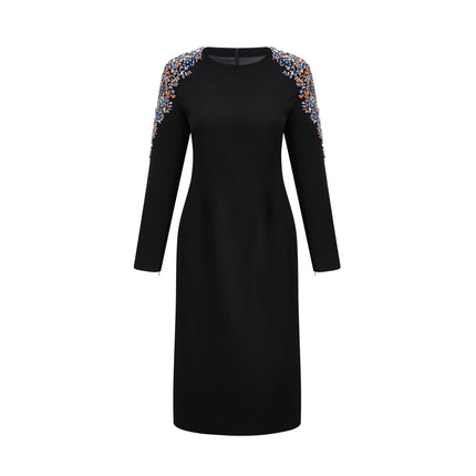 Rebekah Black Crystal Embellished Midi Dress