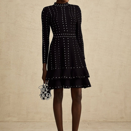 Rebekah Black Tiered Ruffle Knit Mini Dress