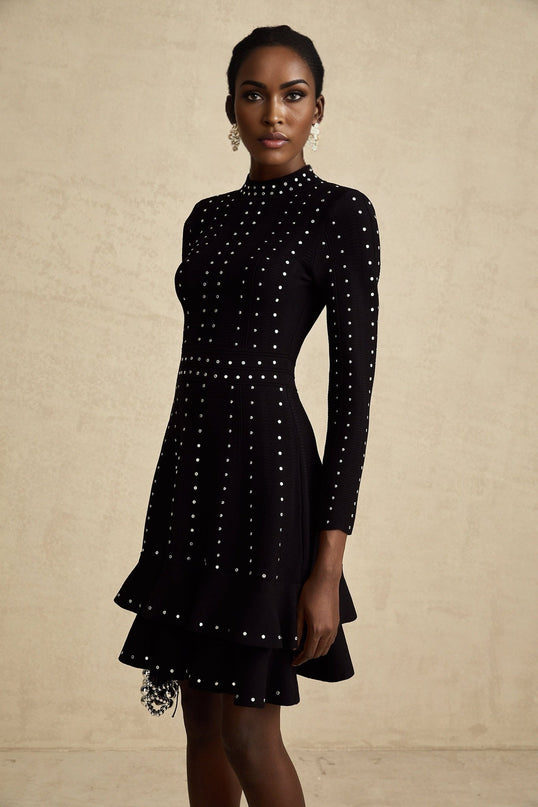 Rebekah Black Tiered Ruffle Knit Mini Dress