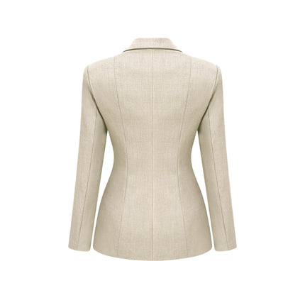 Rebekah Neutrals Lapel Tie-up Blazer Long Sleeve Cotton Polyester