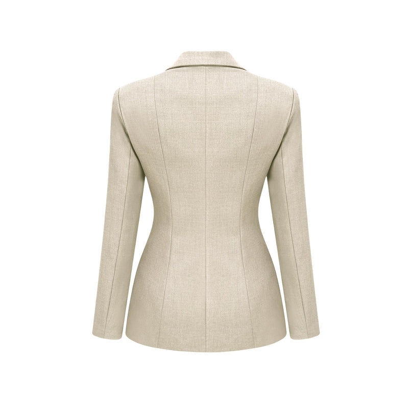 Rebekah Neutrals Lapel Tie-up Blazer Long Sleeve Cotton Polyester