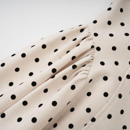 Rebekah White Polka Dot Halterneck Midi Dress with Bow Embellishment