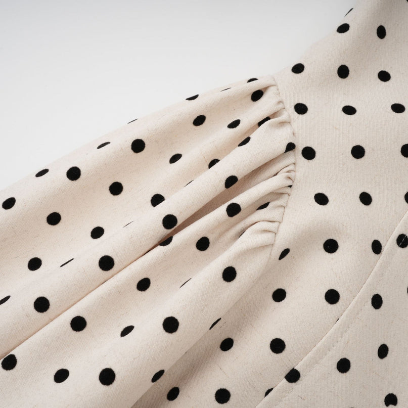 Rebekah White Polka Dot Halterneck Midi Dress with Bow Embellishment